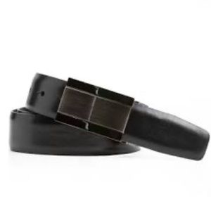 NWT Swiss Gear Black & Brown Leather Belt With Reversible Logo Buckle